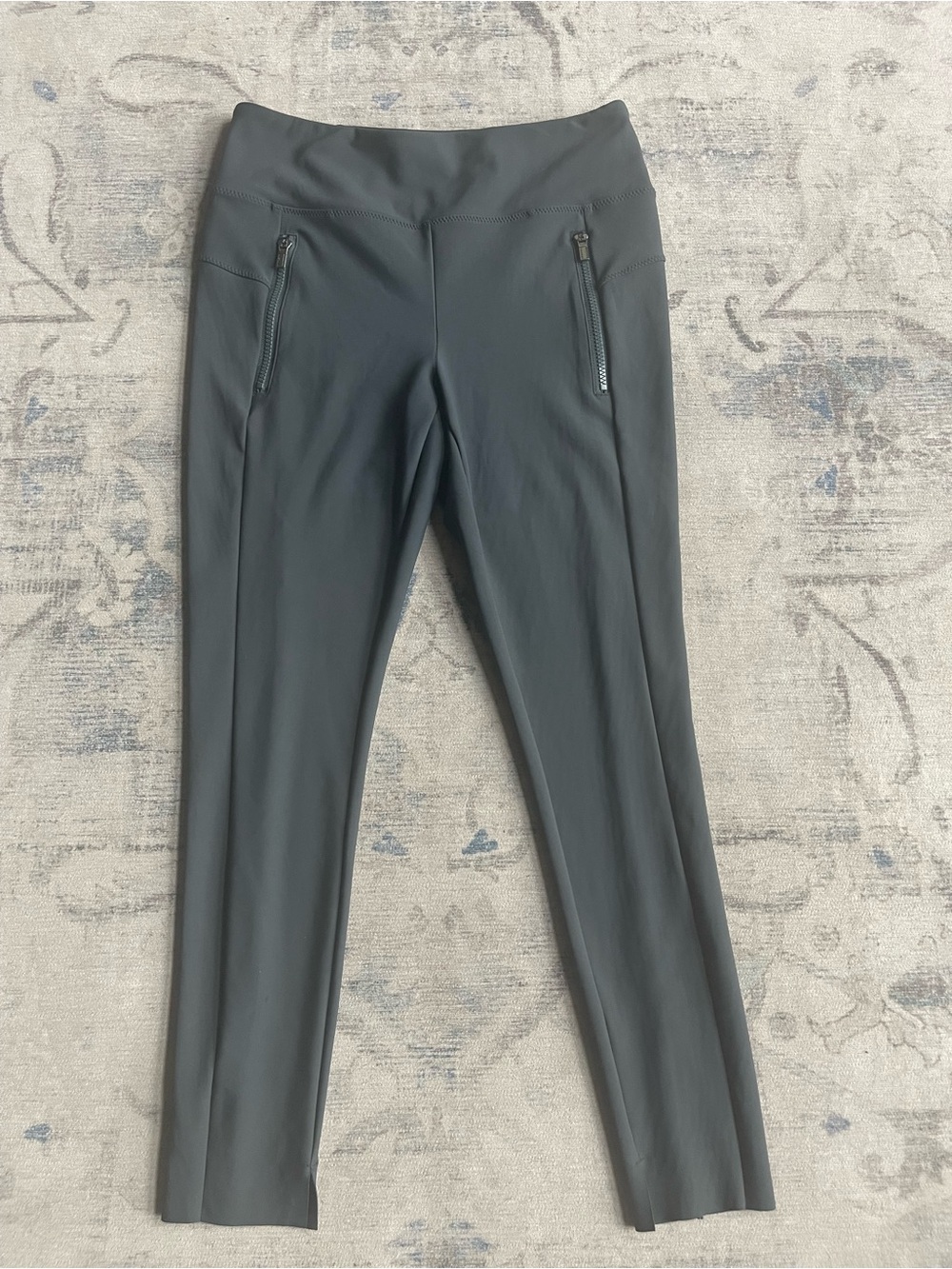 Athleta Stellar Tight Pants Charcoal Gray Zip Pockets Medium